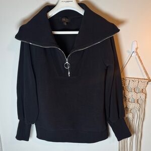 EUC Truth Black Zip-Up Sweater with Oversized Collar L